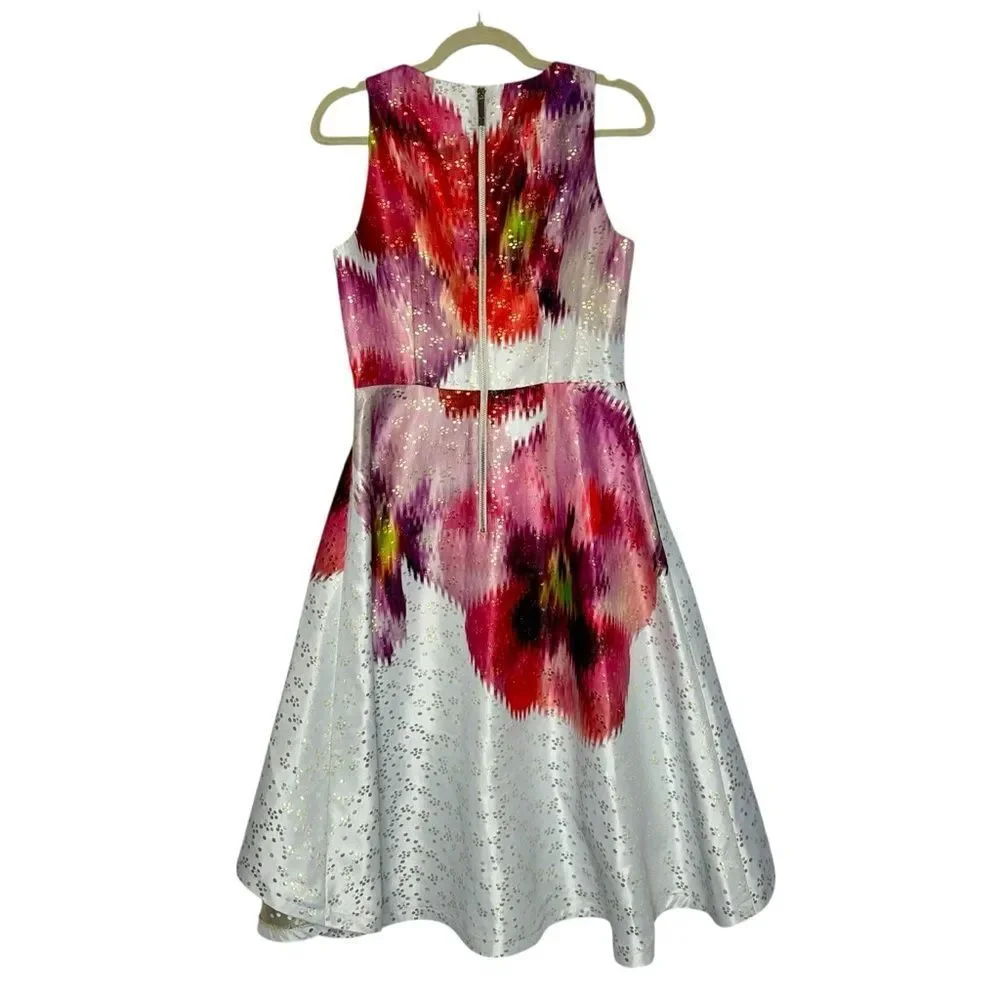 Ted Baker Jenn Expressive Pansy Jacquard Floral Midi Dress| Size 8 - Picture 7 of 10
